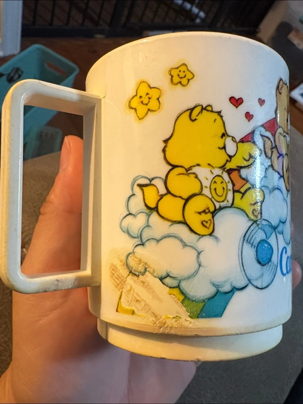 Care Bears set of 2 Vintage Deka American Greetings 1985 plastic Cup Cousins
